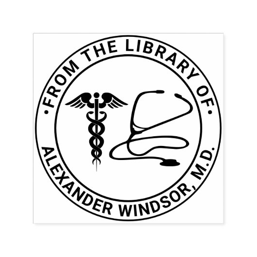 Dr. Nurse Caduceus Stethoscope Buchname Permastempel (Design)