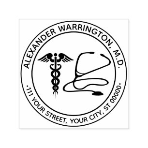 Dr. Nurse Caduceus Stethoscope Name Address Permastempel