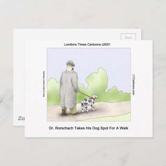 Dr. Rorschach nimmt Dog Spot 4 A Walk Funny Postkarte (Vorne/Hinten)