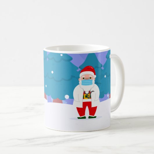 dr santa claus covide Weihnachten Gesichtsmaske Ar Kaffeetasse (VorderseiteRechts)