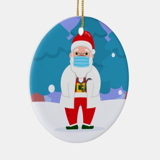 dr santa claus covide Weihnachten Gesichtsmaske Ar Keramik Ornament (Rechts)