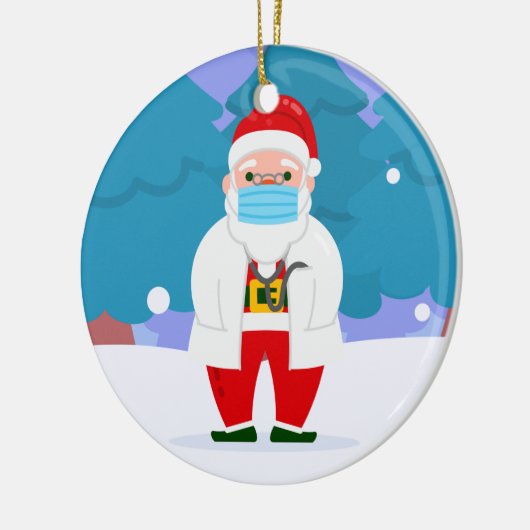 dr santa claus covide Weihnachten Gesichtsmaske Ar Keramik Ornament (Links)