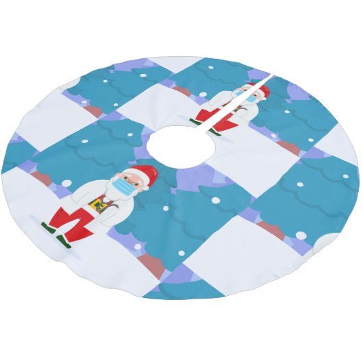 dr santa claus covide Weihnachten Gesichtsmaske Ar Polyester Weihnachtsbaumdecke (Schrägansicht)