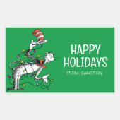 Dr. Seus | Katze im Hut | Weihnachtsgeschenkmarke Rechteckiger Aufkleber (Vorderseite)