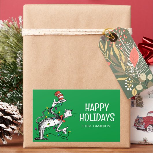 Dr. Seus | Katze im Hut | Weihnachtsgeschenkmarke Rechteckiger Aufkleber (Feiertag)