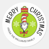 Dr. Seus | Katze im Hut | Weihnachtsgeschenkmarke Runder Aufkleber (Vorderseite)