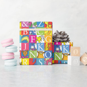 Dr. Seuss' ABC farbenfrohes Blockbuchstabenmuster Geschenkpapier