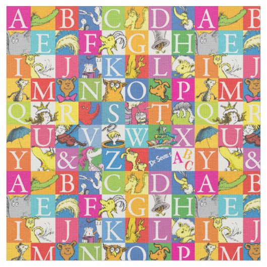 Dr. Seuss' ABC farbenfrohes Blockbuchstabenmuster Stoff (Nahaufnahme)