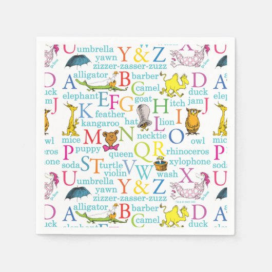 Dr. Seuss' ABC-Muster mit Wörtern Serviette (Vorderseite)