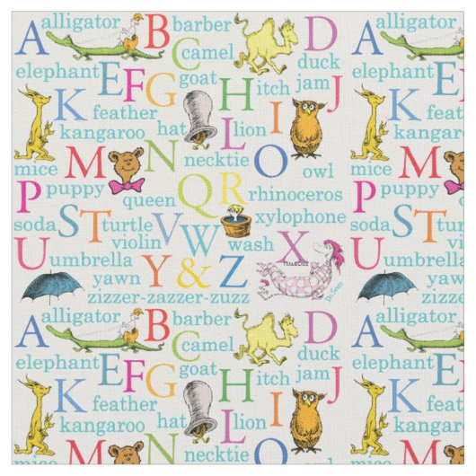 Dr. Seuss' ABC-Muster mit Wörtern Stoff (Nahaufnahme)