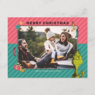 Dr. Seuss Altes Familienfoto vom Grinch Feiertagspostkarte
