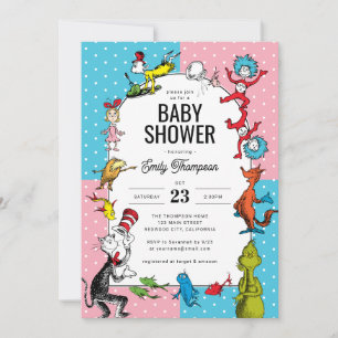 Dr. Seuss - Buchfiguren   Pastell-Babyparty Einladung