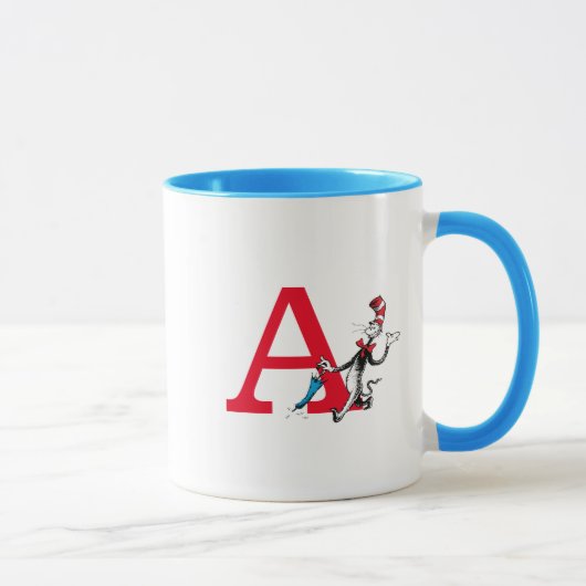 Dr. Seuss Cat im Hat Umbrella Walk Monogramm A Tasse (Rechts)
