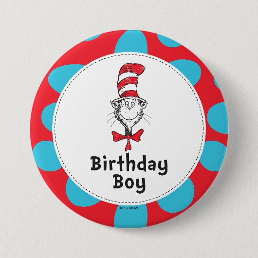 Dr. Seuss Cat in the Hat Birthday Boy Button (Vorderseite)
