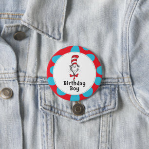 Dr. Seuss Cat in the Hat Birthday Boy Button