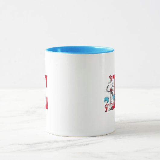 Dr. Seuss Cat in the Hat, Thing One Monogram E Tasse (Zentrum)