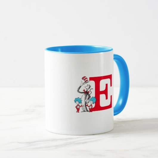 Dr. Seuss Cat in the Hat, Thing One Monogram E Tasse (VorderseiteRechts)
