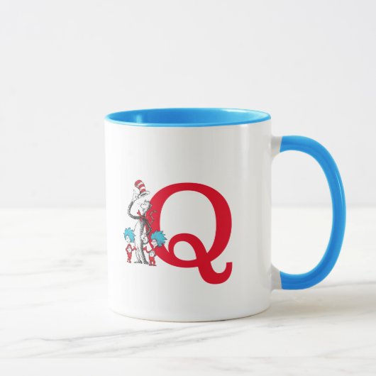 Dr. Seuss Cat in the Hat, Thing One Monogram Q Tasse (Rechts)