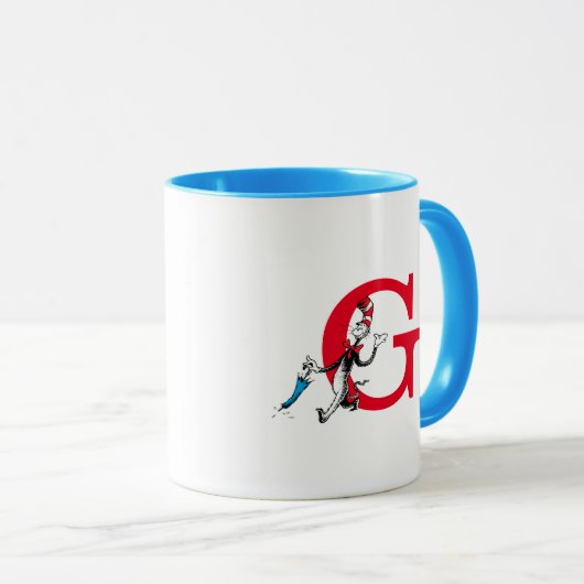 Dr. Seuss Cat in the Hat Umbrella Walk Monogram G Tasse (VorderseiteRechts)