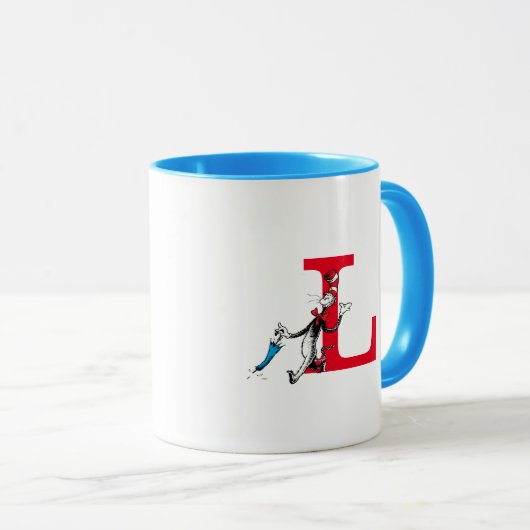 Dr. Seuss Cat in the Hat Umbrella Walk Monogram L Tasse (VorderseiteRechts)