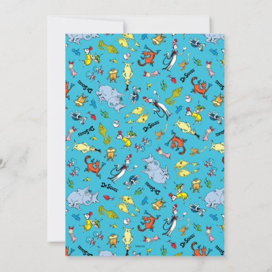 Dr. Seuss Character Muster | KINDERGEBURTSTAG Einladung (Rückseite)