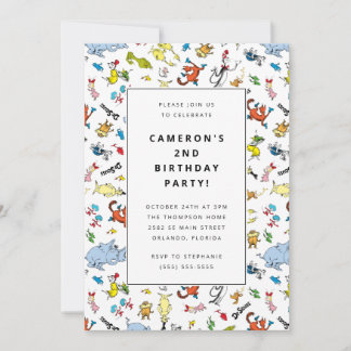 Dr. Seuss Character Muster | KINDERGEBURTSTAG Einladung