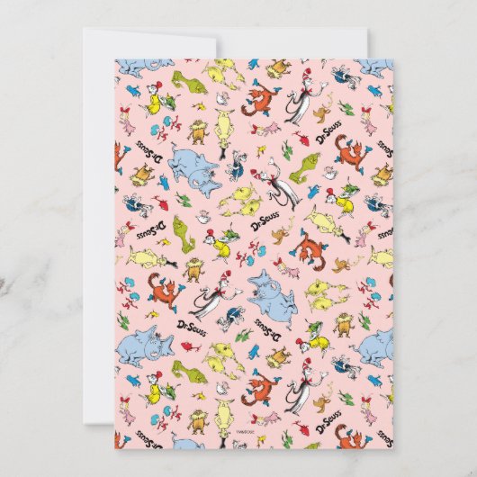 Dr. Seuss Character Muster | KINDERGEBURTSTAG Einladung (Rückseite)