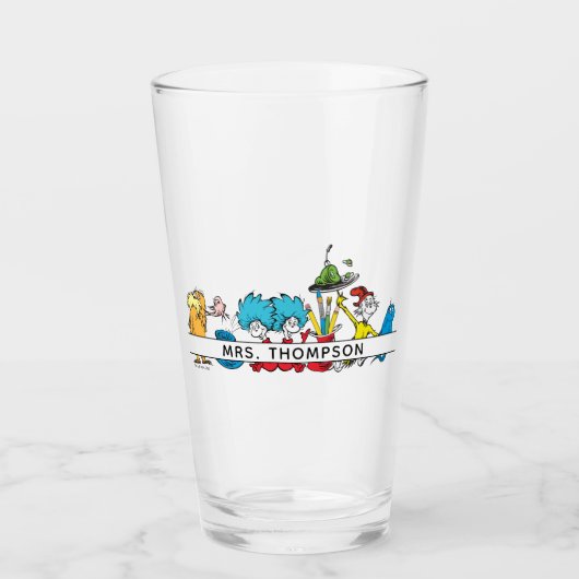 Dr. Seuss Characters & Teacher Name Glas (Vorderseite)