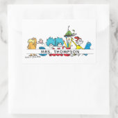 Dr. Seuss Characters & Teacher Name Rechteckiger Aufkleber (Tasche)