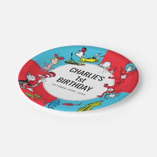 Dr. Seuss - Charaktere | KINDERGEBURTSTAG Pappteller (Schrägansicht)
