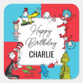 Dr. Seuss - Charaktere | KINDERGEBURTSTAG Quadratischer Aufkleber (Vorderseite)