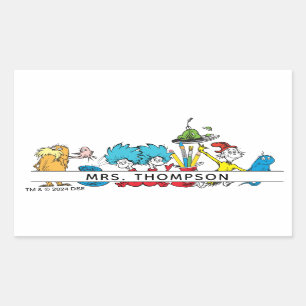 Dr. Seuss Charaktere & Lehrername Rechteckiger Aufkleber