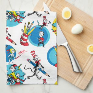 Dr. Seuss Charaktere mit Bleistiften Muster Geschirrtuch