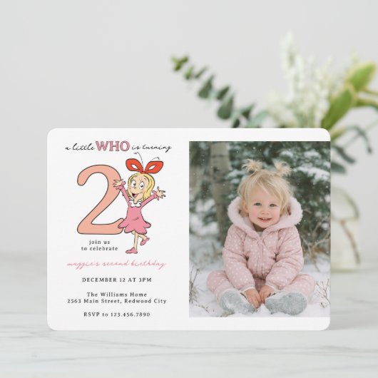 Dr. Seuss | Cindy-Lou Who Girl Birthday Invitation Einladung (Stehend Vorderseite)