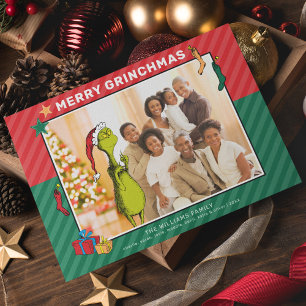 Dr. Seuss   Das Grinch-Familienfoto Feiertagspostkarte