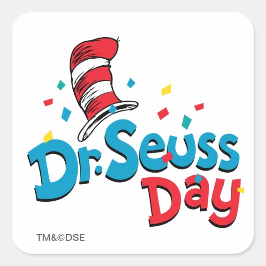Dr. Seuss Day | Confetti Quadratischer Aufkleber (Vorderseite)