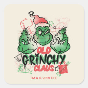 Dr. Seuss   Der alte Grinch Claus Quadratischer Aufkleber