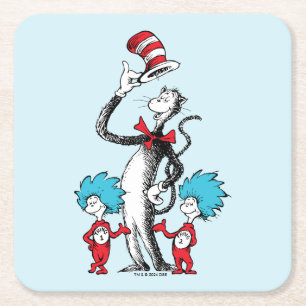 Dr. Seuss   Der Kater mit Hut, Ding Eins und Ding  Rechteckiger Pappuntersetzer