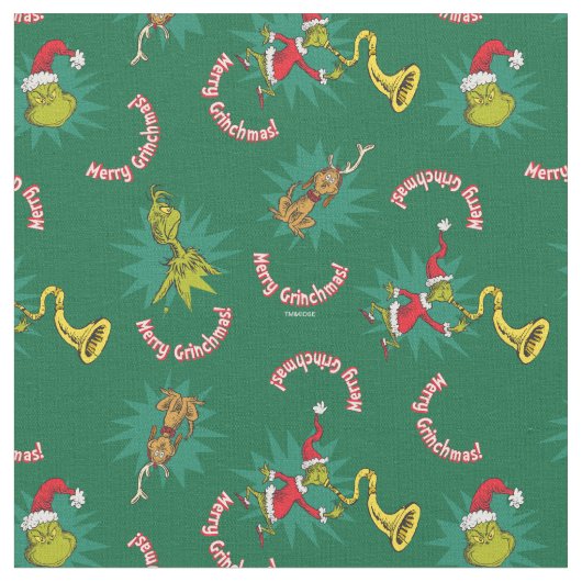 Dr. Seuss | Der Knackpunkt | Merry Grinchmas Patte Stoff (Nahaufnahme)