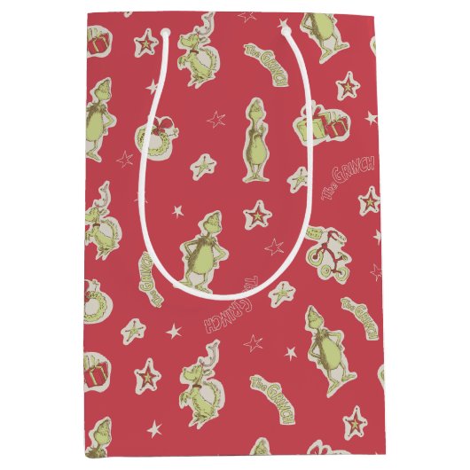 Dr. Seuss | Der Knackpunkt | Rotes Weihnachtsmuste Mittlere Geschenktüte (Vorderseite)