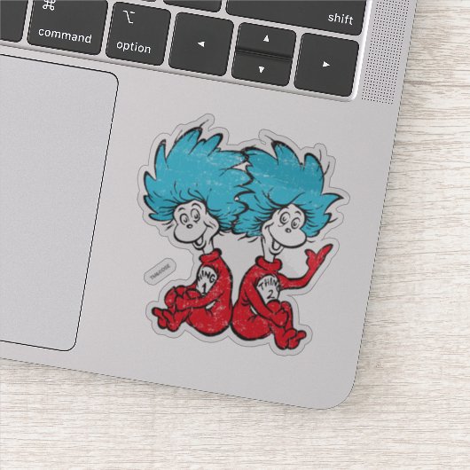 Dr. Seuss| Die Katze im Hut - Sache 1, Sache 2 Aufkleber (Detail)