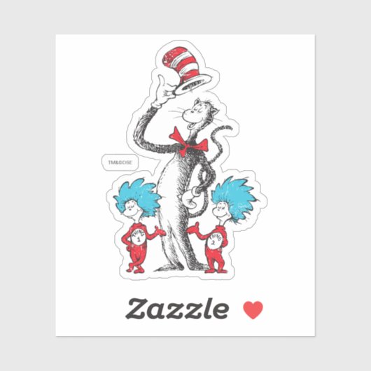 Dr. Seuss| Die Katze im Hut, Thing 1 & Thing 2 Aufkleber (Blatt)