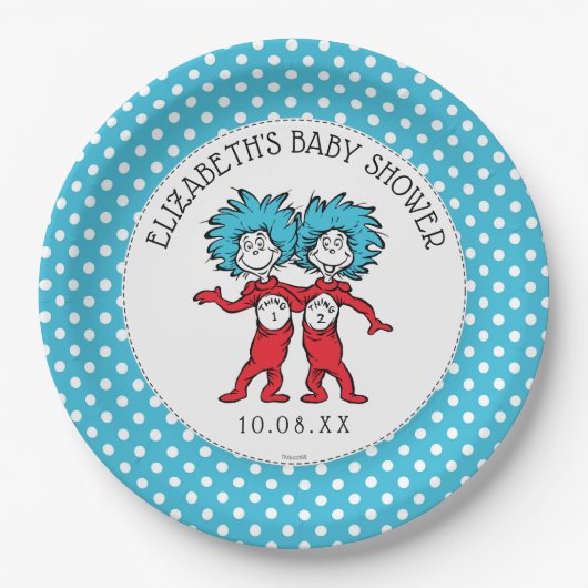 Dr. Seuss, die zwei Dinge | Twins Baby Dusche Pappteller (Vorderseite)