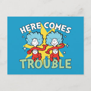 Dr. Seuss   Ding Eins Ding Zwei Hier Kommt Ärger Postkarte