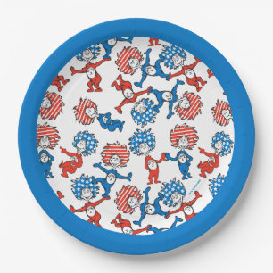 Dr. Seuss   Ding Eins Ding Zwei US-Flagge-Muster Pappteller