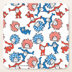 Dr. Seuss Ding Eins Ding Zwei US-Flagge-Muster Rechteckiger Pappuntersetzer