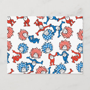 Dr. Seuss Ding Eins Ding Zwei US-Flaggen-Muster Postkarte