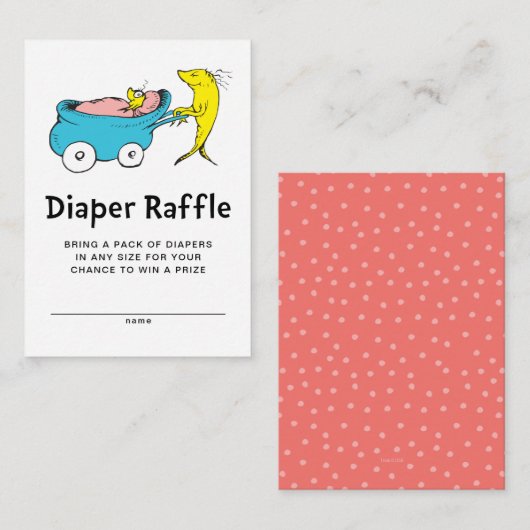 Dr. Seuss | Ein Fisch - Mädchen-Windeln-Raffel Begleitkarte (Vorne/Hinten)