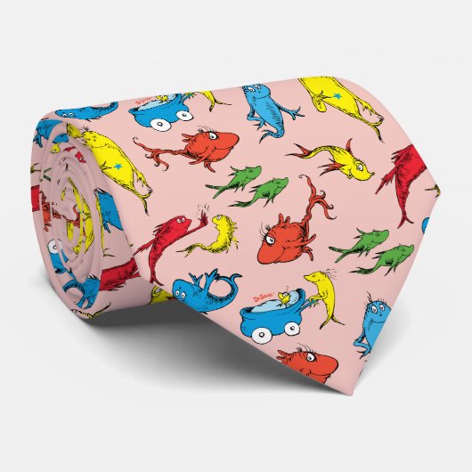 Dr. Seuss | Ein Fisch mit zwei Fischmustern Krawatte (Gerollt)