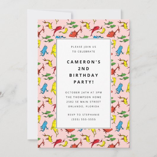 Dr. Seuss - Ein Fisch, zwei Fische | KINDERGEBURTS Einladung (Vorderseite)